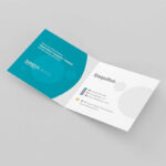 3 Showcases of Square Folded Business Card Mockup