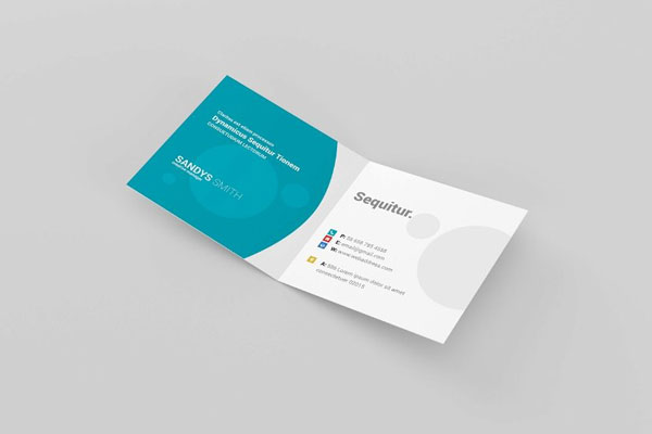 3 Showcases of Square Folded Business Card Mockup