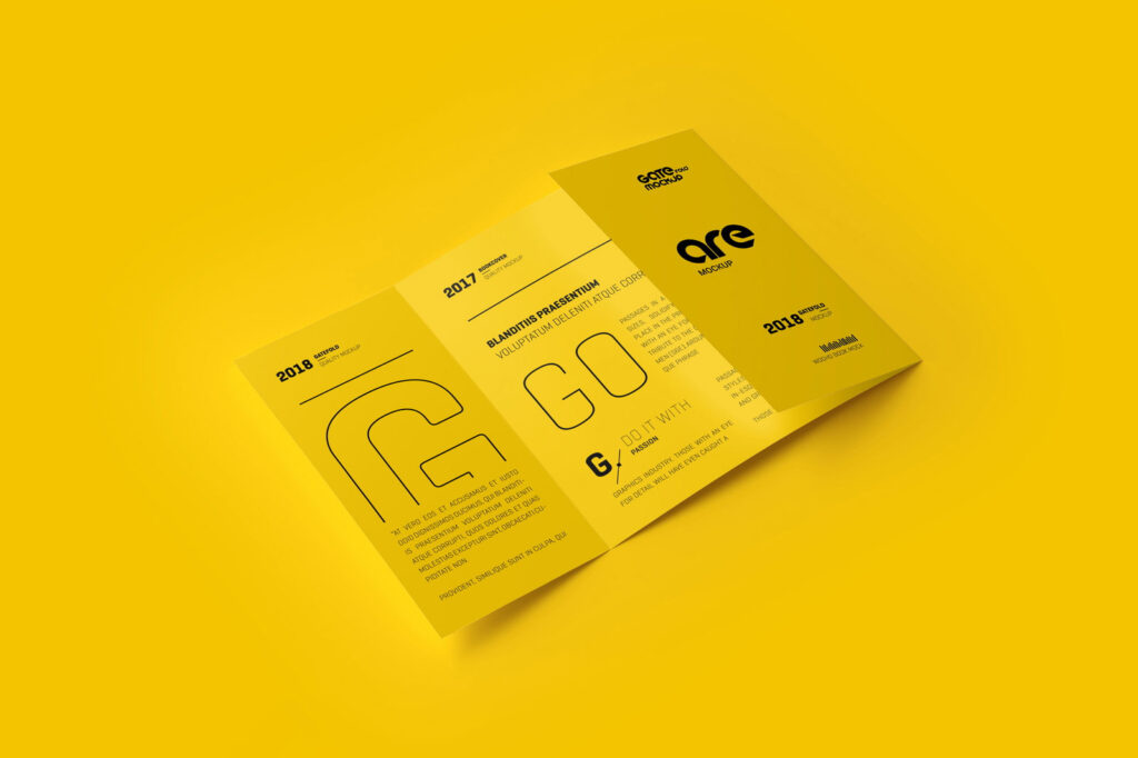 3 Showcases of Square Gatefold Brochure Mockup