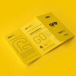 3 Showcases of Square Gatefold Brochure Mockup