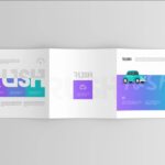 3 Showcases of Square Trifold Brochure Mockup