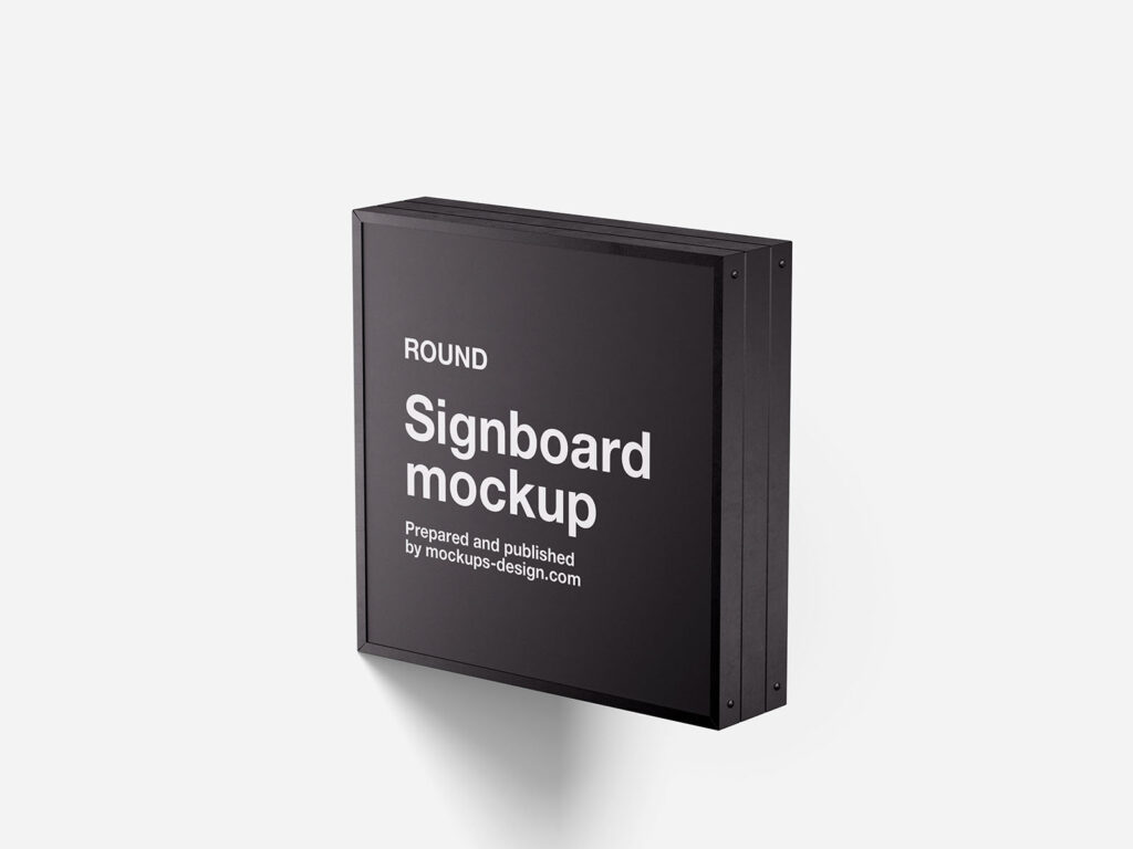 3 Showcases of Square Wall Signboard Mockup