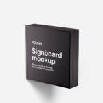 3 Showcases of Square Wall Signboard Mockup
