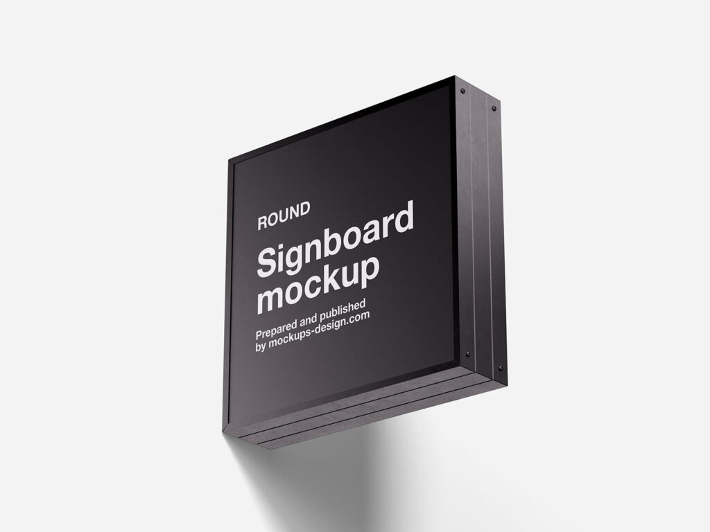 3 Showcases of Square Wall Signboard Mockup