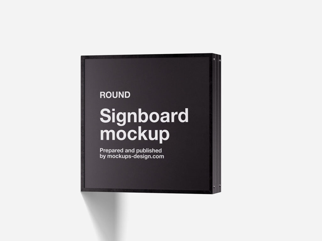 3 Showcases of Square Wall Signboard Mockup