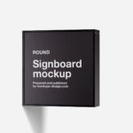 3 Showcases of Square Wall Signboard Mockup