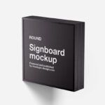 3 Showcases of Square Wall Signboard Mockup