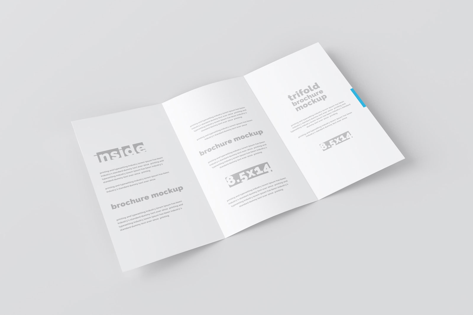 Free 3 Showcases of Trifold Brochure Mockup PSD Template