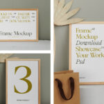 3 Showcases of Wood Frame Mockup on Brick