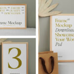 3 Showcases of Wood Frame Mockup on Brick