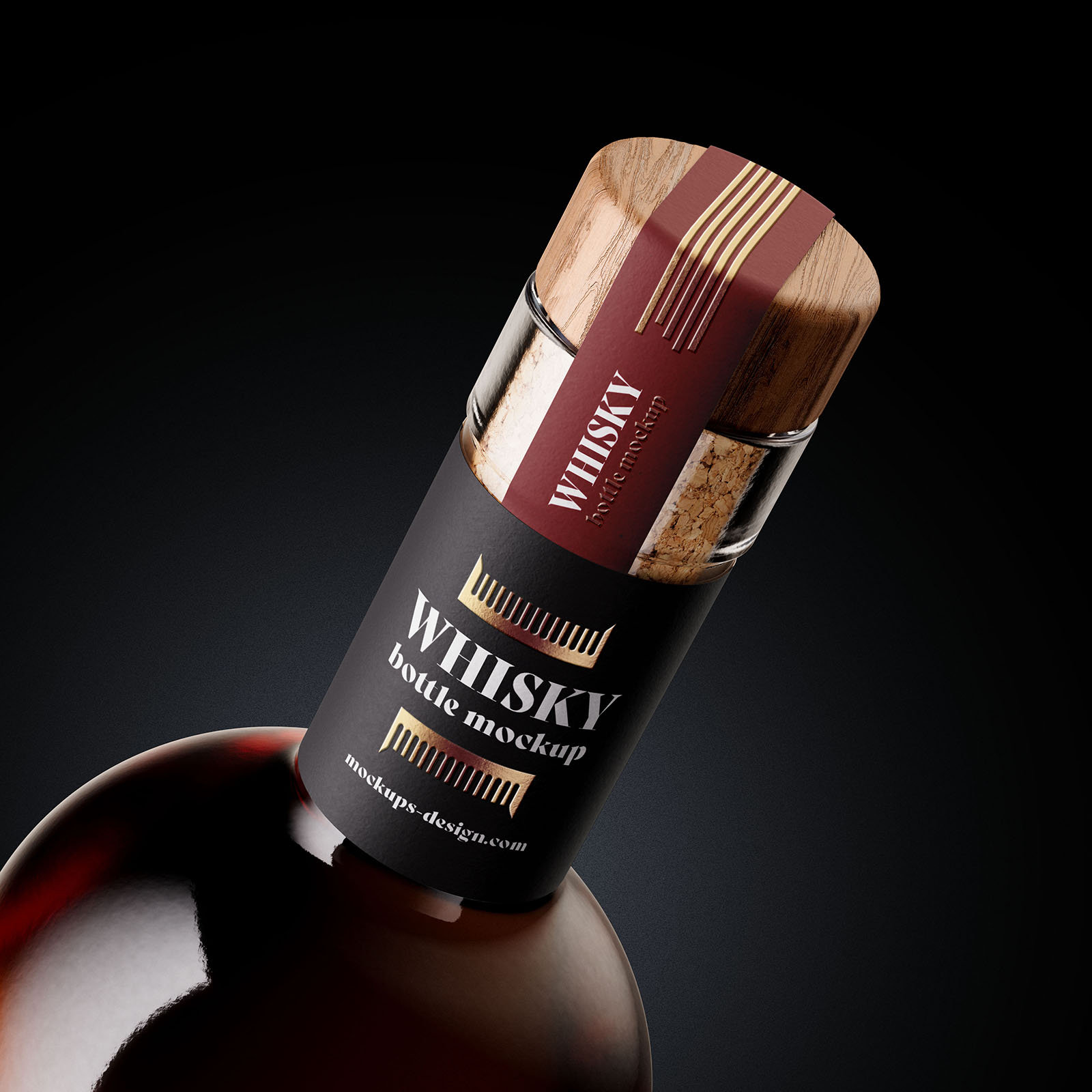 3 Sight of Whisky Bottle Mockup FREE PSD