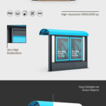 3 Sights of Bus Stop Poster Mockup