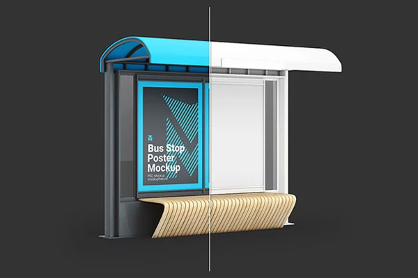 3 Sights of Bus Stop Poster Mockup