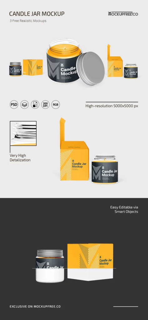 3 Sights of Candle Jar Mockup