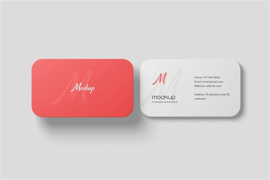 3 Sights of Clean Round Corner Business Card Mockup