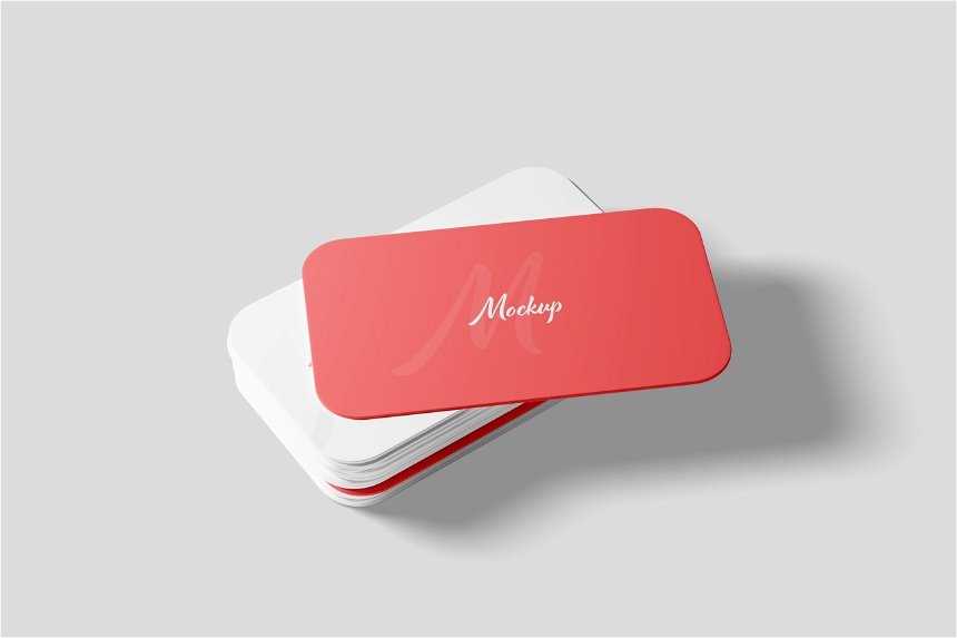 3 Sights of Clean Round Corner Business Card Mockup