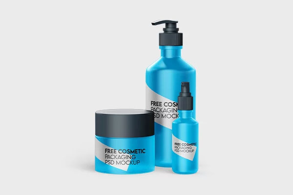 3 Sights of Cosmetic Bottles and Jar Mockup