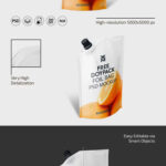 3 Sights of Doypack Foil Bag Mockup with Cap