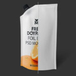 3 Sights of Doypack Foil Bag Mockup with Cap