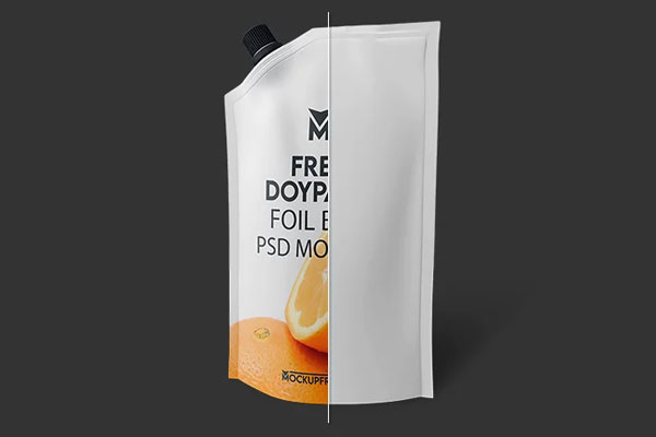 3 Sights of Doypack Foil Bag Mockup with Cap
