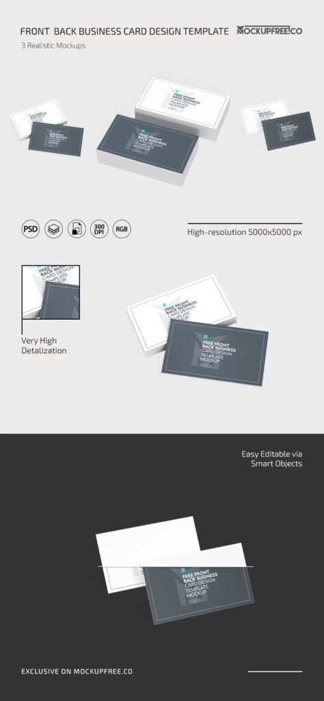 3 Sights of Front Back Business Card Mockup mockup preview