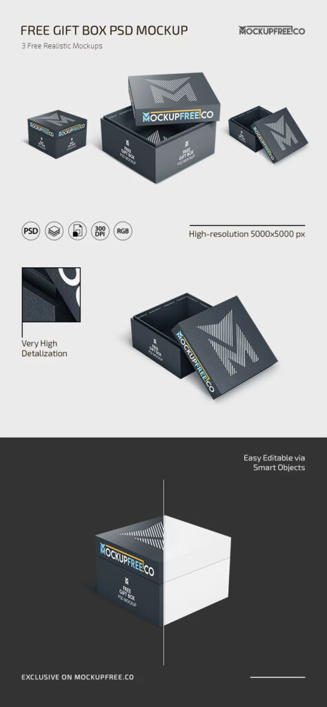 3 Sights of Gift Box Mockup mockup preview