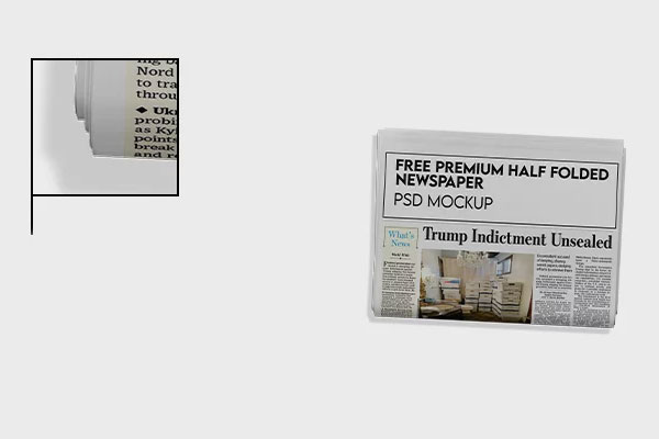 3 Sights of Half Folded Newspaper Mockup