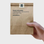 3 Sights of Hand Holding Paper Coffee Bag Mockup