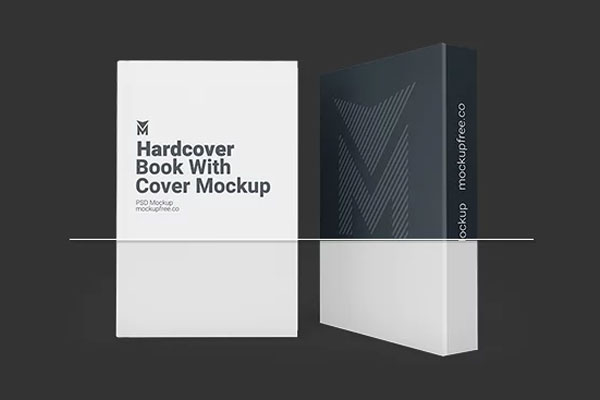 3 Sights of Hardcover Book Mockup with Cover