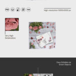 3 Sights of Invitation Card Mockup with Petals