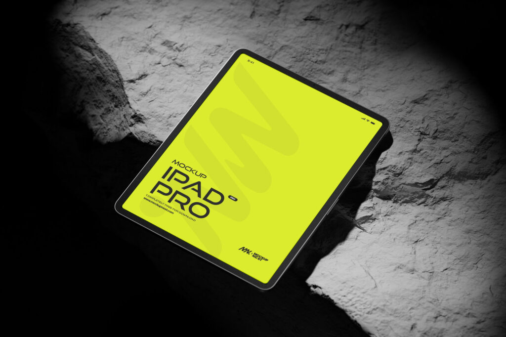 3 Sights of iPad Pro Mockup on Rock