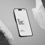 3 Sights of iPhone 15 Pro Mockup with White Rock