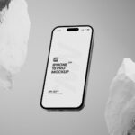 3 Sights of iPhone 15 Pro Mockup with White Rock