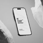 3 Sights of iPhone 15 Pro Mockup with White Rock