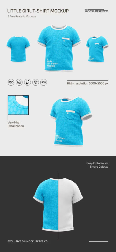 3 Sights of Little Girl T Shirt Mockup