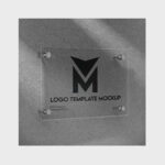 3 Sights of Logo Mockup on Matte Glass Plate