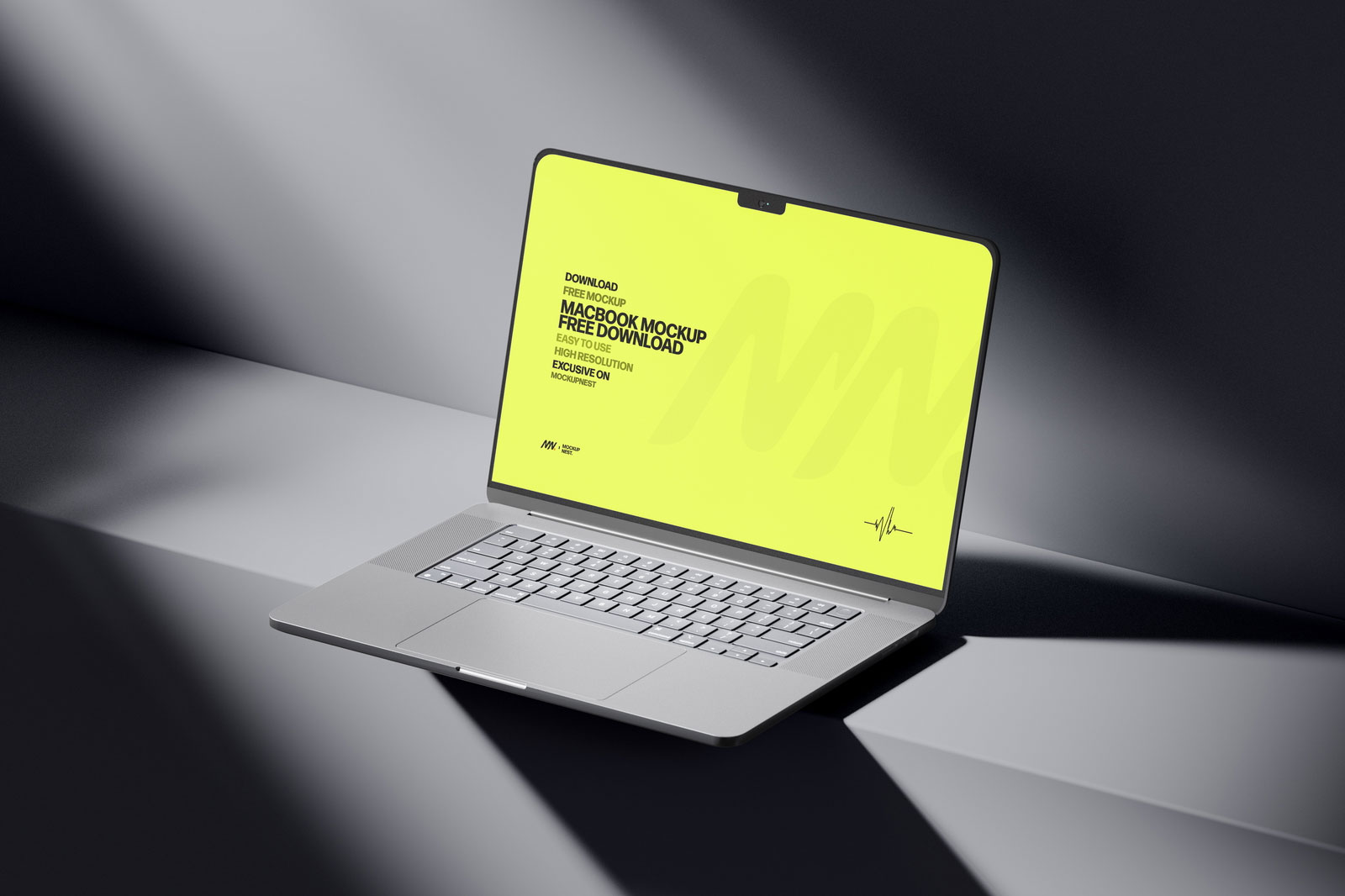 Free 3 Sights of MacBook Pro Mockup in Dark Light PSD Template