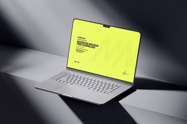 3 Sights of MacBook Pro Mockup in Dark Light
