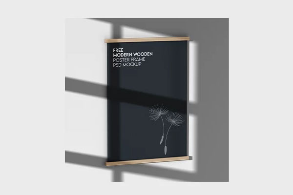 3 Sights of Modern Wooden Poster Frame Mockup