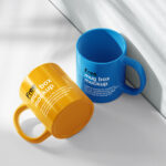 3 Sights of Mug Mockup on White Shelf