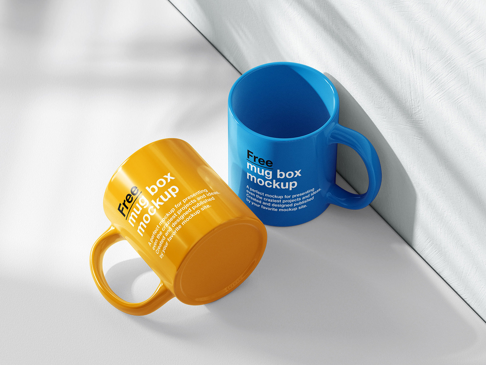 3 Sights of Mug Mockup on White Shelf FREE PSD