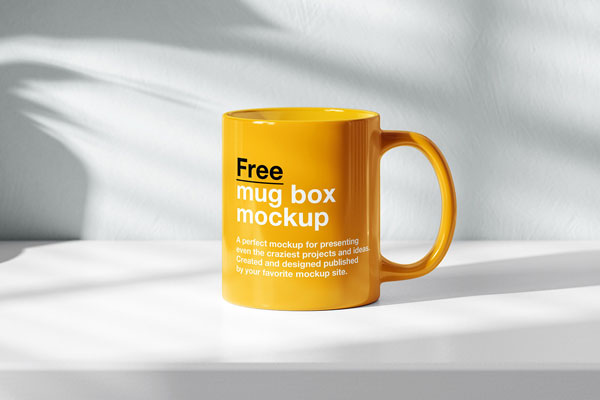 3 Sights of Mug Mockup on White Shelf