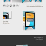 3 Sights of Outdoor Electronic Advertisement Billboard Mockup