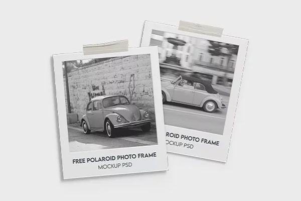 3 Sights of Polaroid Photo Frame Mockup
