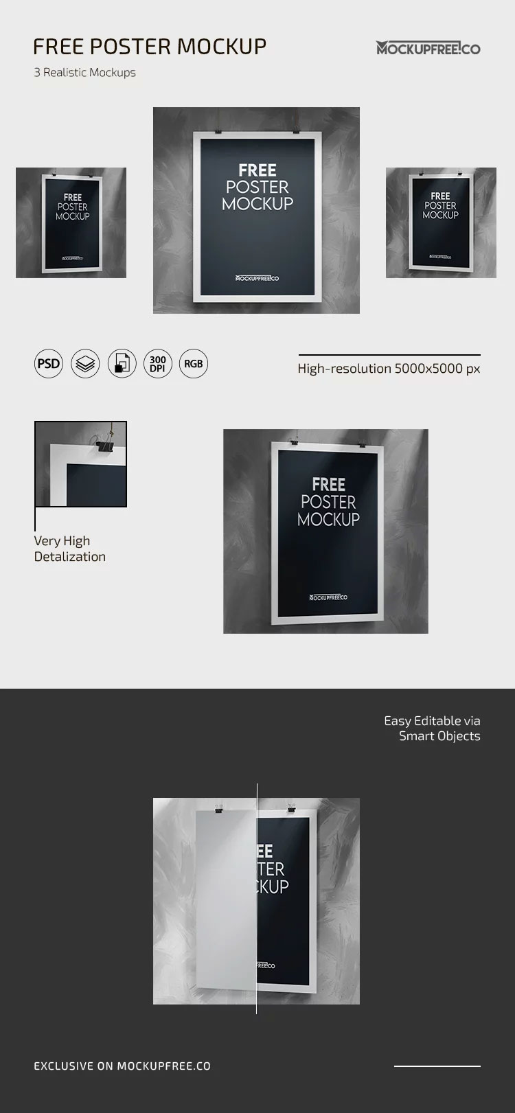 Free 3 Sights of Poster Mockup PSD Template