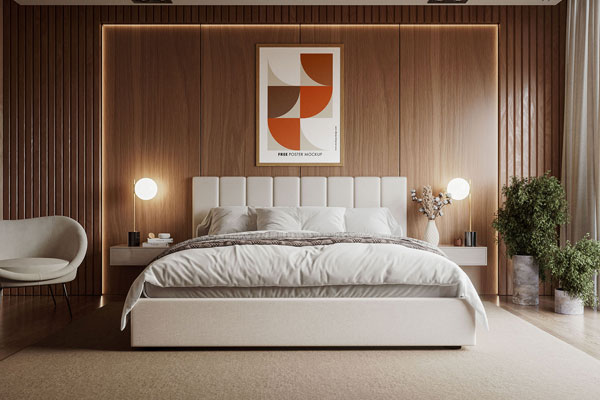 3 Sights of Poster Mockup in Elegant Bedroom