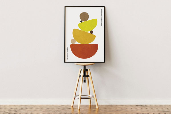 3 Sights of Poster Mockup on The Stool