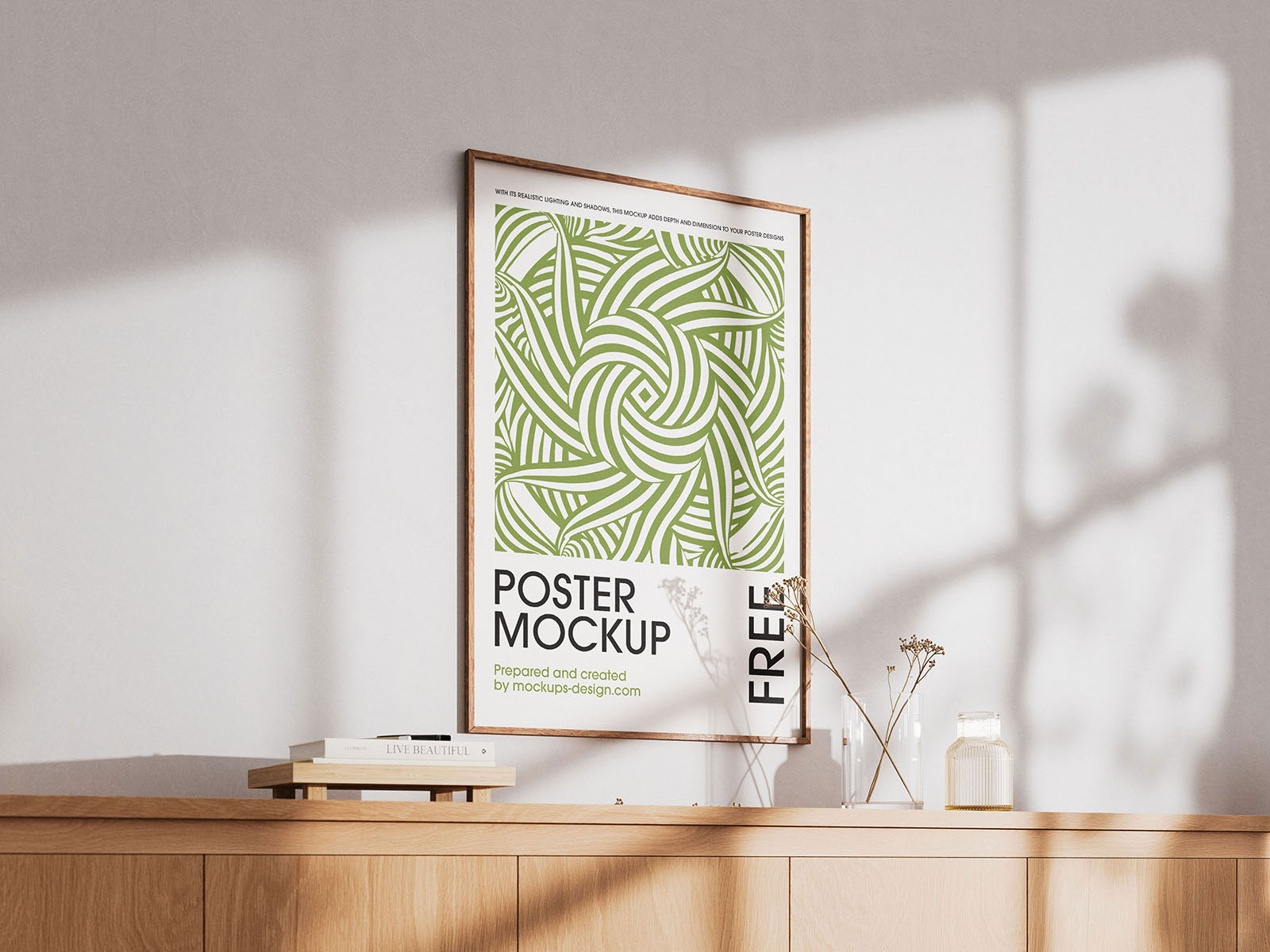 Free 3 Sights of Poster Mockup with Shadow Overlays PSD Template