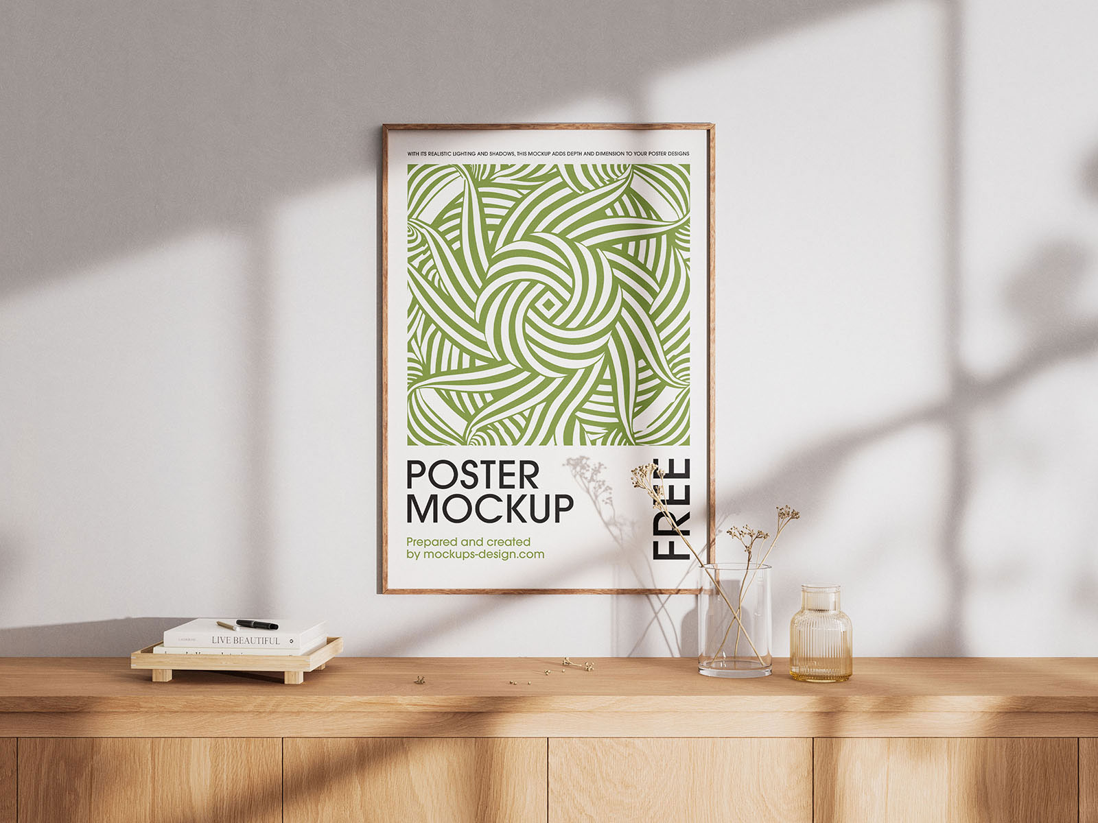 Free 3 Sights of Poster Mockup with Shadow Overlays PSD Template