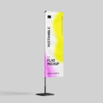 3 Sights of Rectangle Flag Mockup